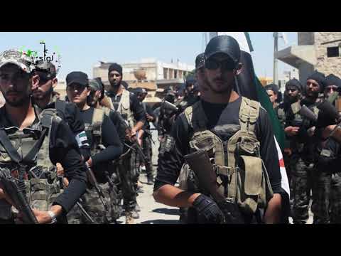 مراسم رفع علم الثورة في مدينة مارع بالتنسيق مع المجلس المحلي والمكتب الثوري للمدينة