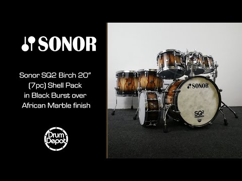 Sonor SQ2 Medium Birch in Black Burst over African Marble finish Demo