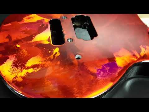 Mean Street Red Fire Holoflash finish on this Warmoth Wolfgang style body Wayne P Vid 1