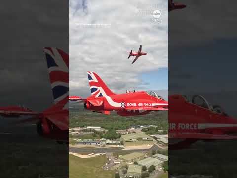 View from cockpit as Red Arrows fly over London to mark Victory in Europe Day