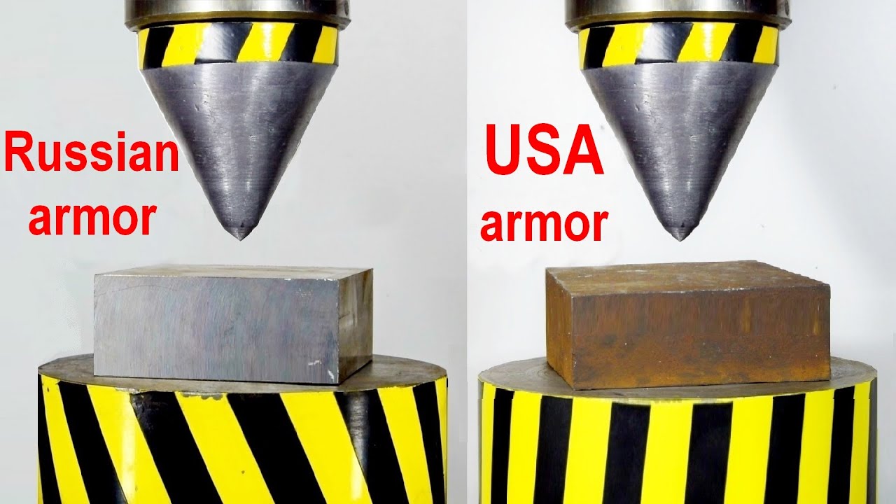 HYDRAULIC PRESS VS ARMOR, USA AND RUSSIA
