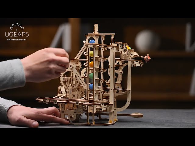 Video teaser voor Ugears Marble Run Spiral Hoist | Wooden Roller Coaster | Assemble me. Let my marbles go!