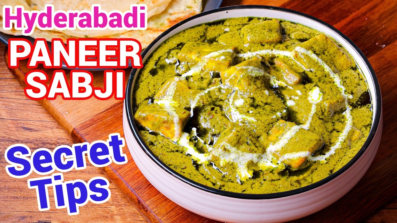 Hyderabadi Green Paneer Curry | Rich & Creamy Paneer Masala - Hyderabadi Style Paneer Masala @ Home