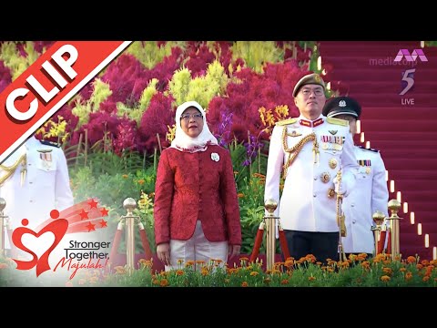 Arrival of President Halimah Yacob, National Anthem, State Flag Flypast | National Day Parade 2022