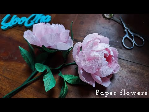 How to make peonies with paper crepe easy /DIY paper flowers/real sound