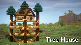 Minecraft: How To Build a Tree House (Build Tutorial)(#62) | 마인크래프트 건축, 집 짓기, 트리하우스, 인테리어