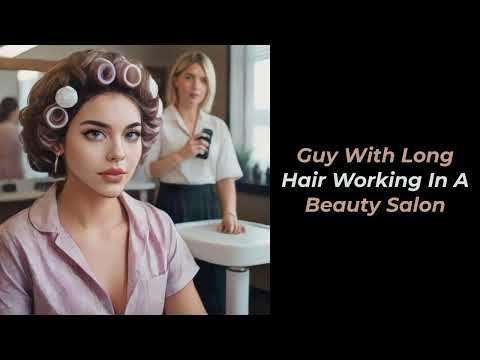 Guy With Long Hair Working In A Beauty Salon