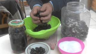 Preserve black olives, Ελιές μαύρες σε  άλμη. Chef Andros