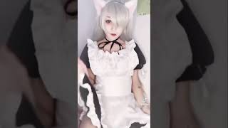 cute white hair maid cosplay #short #tiktok #cosplay