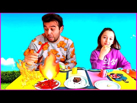 Öykü and funny parents play a very fun game - cute MOM