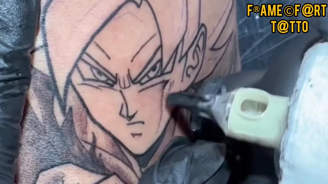 Epic Goku Ultra Instinct Tattoo Design & Process | Dragon Ball Art | Frame Of Art | #tattoo #art 