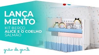 Kit Berço Alice e o Coelho Salmão - Grão de Gente