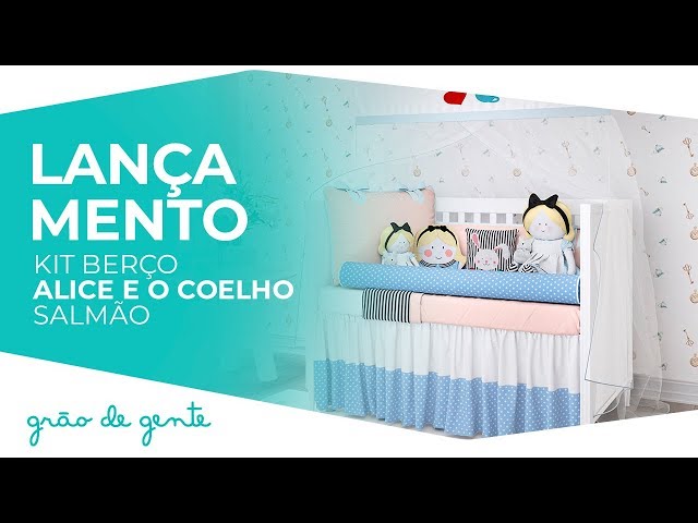 Kit Berço Alice e o Coelho Salmão - Grão de Gente