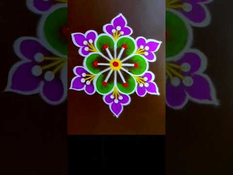 Beautiful colour kolam design 🌺 Easy method Beginners rangoli 🌺#rangoli #shorts #trending #muggulu