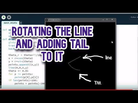 How to Rotate a line and add a tail to it using code | fun stuff | processing tutorial hindi
