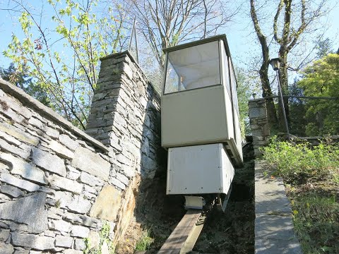 Privater Schrägaufzug Ascona Talfahrt Hersteller Heutschi - private inclined lift Switzerland