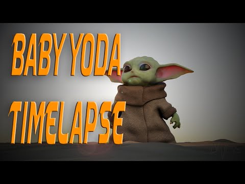 Baby Yoda modeling, sculpt and render timelapse in blender