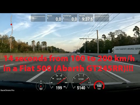 Beschleunigung von 100 auf 200 km/h im GT 245 RR von G-Tech in 14 Sekunden!