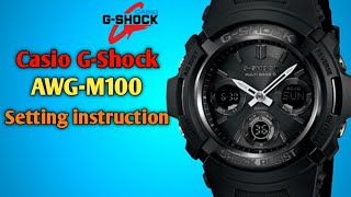 Casio G-Shock AWG-M100 setting instruction.TrendWatchLab.Time,World Time,Stopwatch,Alarm & Timer set