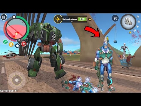 Rope Hero: Vice Town (Police Car Robot Fight on River Bridge) Naxeex Airplane - Android Gameplay HD