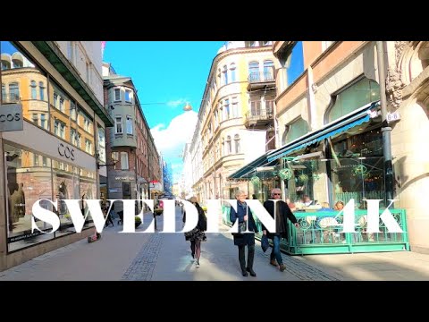 STOCKHOLM WALK 4K: Sunny lunchtime in Stockholm, Norrmalmstorg, Biblioteksgatan
