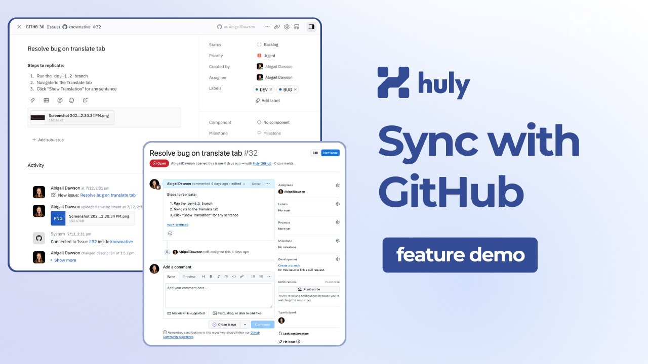 Sync your Huly projects with GitHub