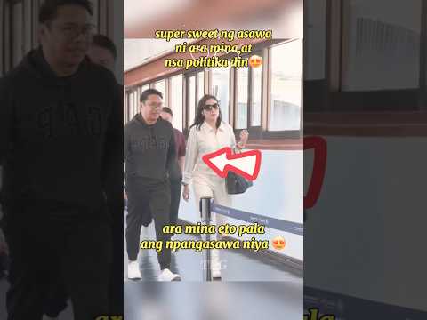 ara mina spotted sa airport ksma ang asawa 🥰 #aramina #viral