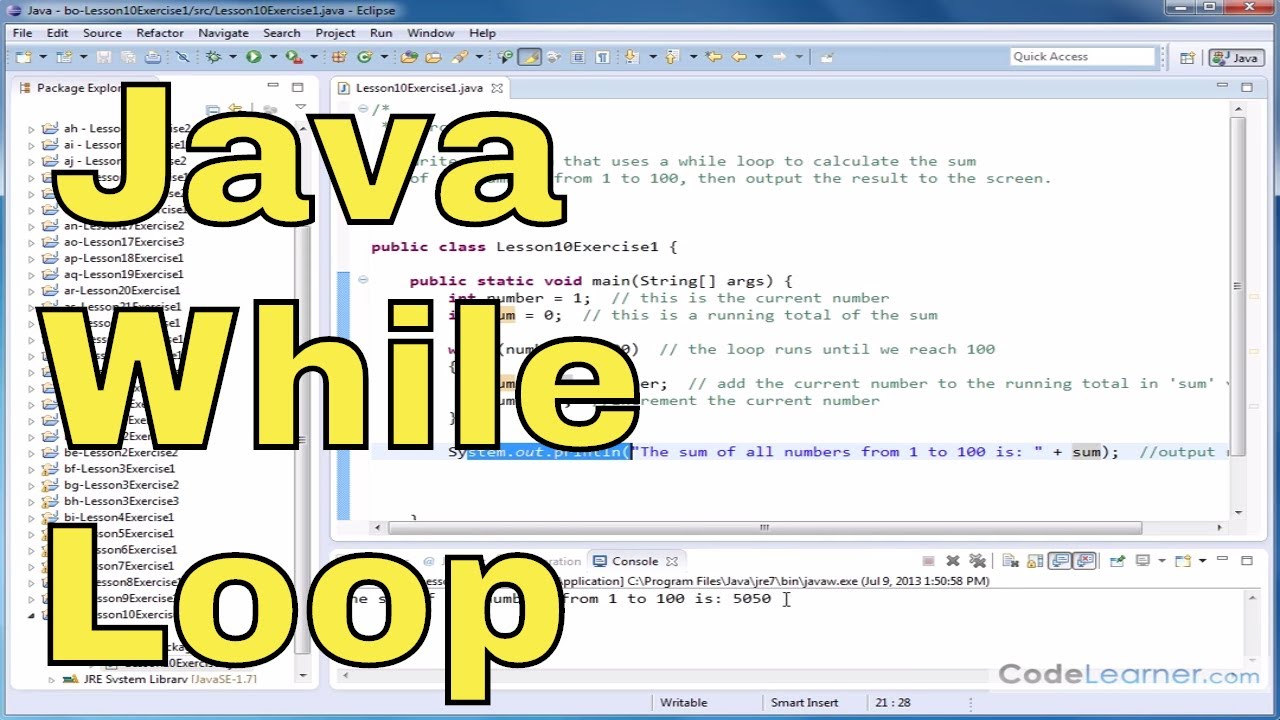 Learn Java Programming - Exercise 10x - The While Loop