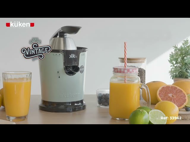 Vídeo relacionado con H.Koenig AGR82 - Exprimidor eléctrico de naranjas profesional de 160 W, palanca y filtro de acero inoxidable, negro pastel, sistema antigoteo, sin BPA, piezas aptas para lavavajillas