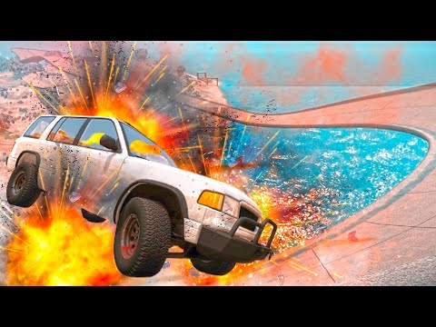 Cars Flying over Impossible Loop Bridge - Fast car vs runway - BeamNG.Drive