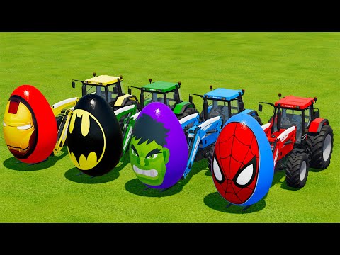 LOAD AND TRANSPORT SUPER HERO EGGS WITH CASE TRACTORS -  Farming Simulator 22