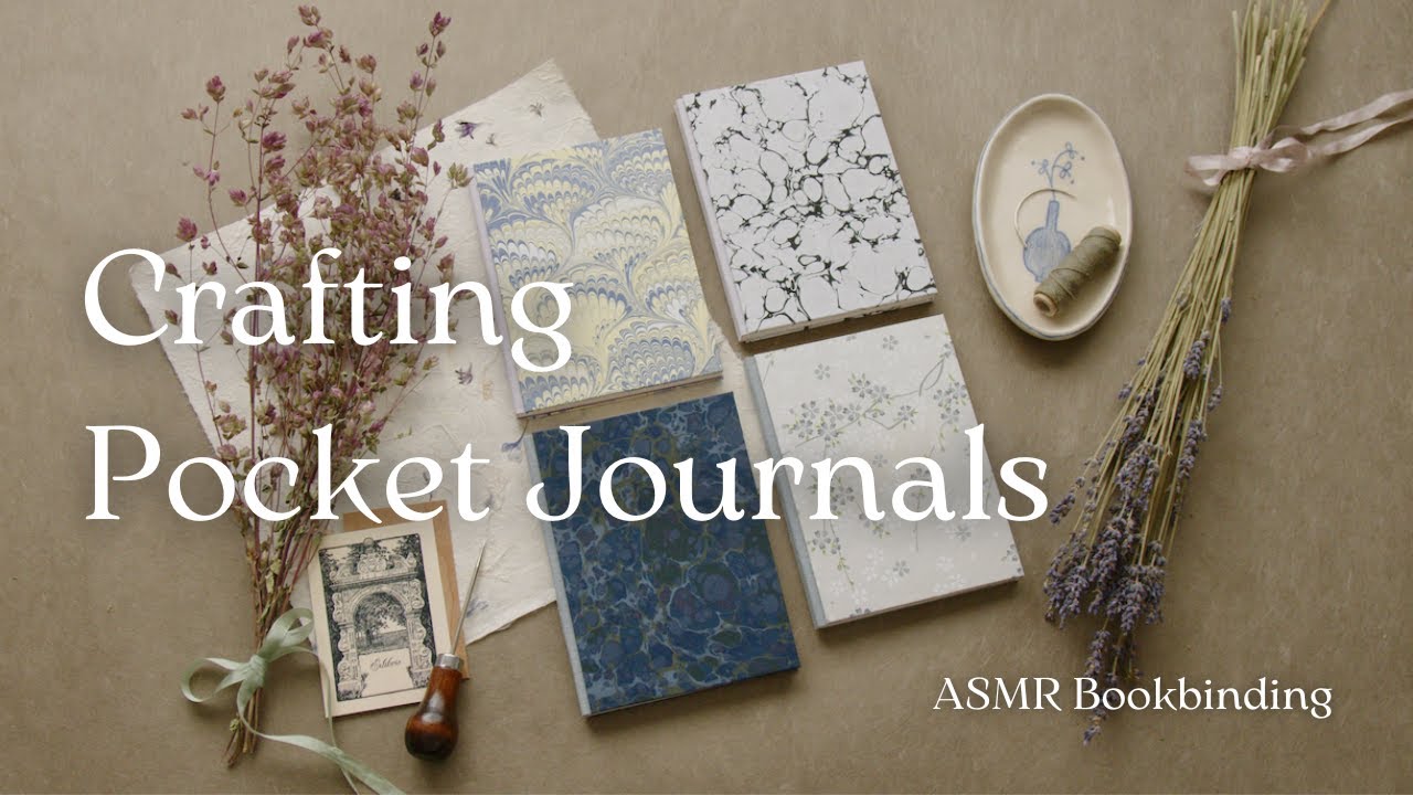 Crafting pocket journals with hand-marbled paper 〰️ ASMR bookbinding