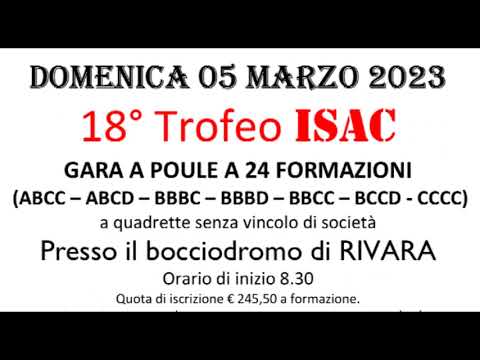 Bocce : Trofeo ISAC 2023