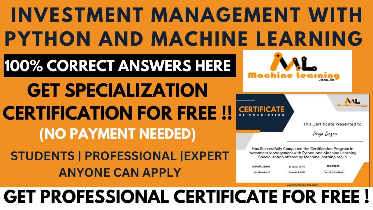 Investment Management with Python and Machine Learning Specialization Certification