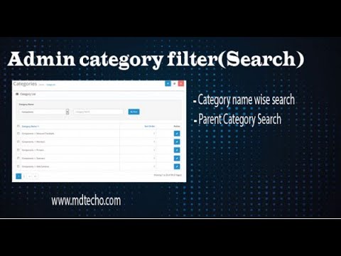 Admin Category Search or Filter Opencart Demo By MD Techo