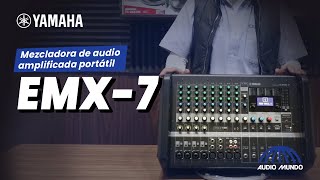 Video thumbnail for Mezcladora de audio amplificada portátil marca Yamaha modelo EMX-7 by Audio Mundo