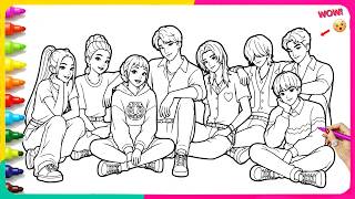 kPop Demon Hunters FanArt Coloring Pages ✨😱 Coloring HUNTRIX & Saja Boys ✨ Coloring Book pages