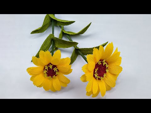 Zinnia Paper Flower Made From Crepe Paper DIY | Origami Tutorial