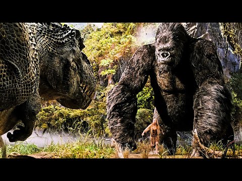 The King Defends His Queen – Kong vs. T-Rex Fight Scene | CLIP ⚡ 4K