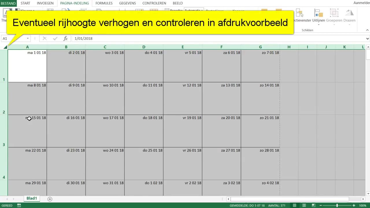 #1 Excel Eenvoudige Kalender Maken | Maand per blad | Unieke datum