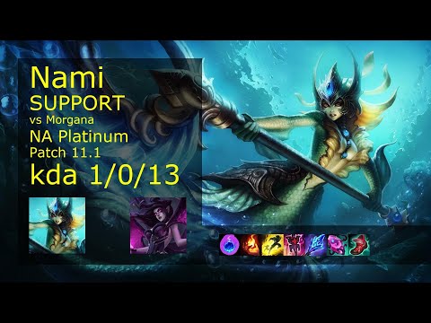 Nami Support vs Morgana - NA Platinum 1/0/13 Patch 11.1 Gameplay