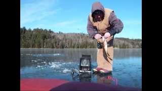 preview picture of video 'Smallmouth Bass Ice Fishing in Maine 2011'
