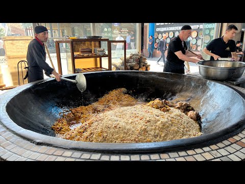 Swimming pool of rice . Giant pilaf.