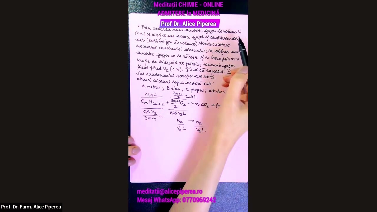 MEDITATII ONLINE LA CHIMIE ORGANICA -Lectia demonstrativa nr. 1-Prof. Dr. Alice Piperea