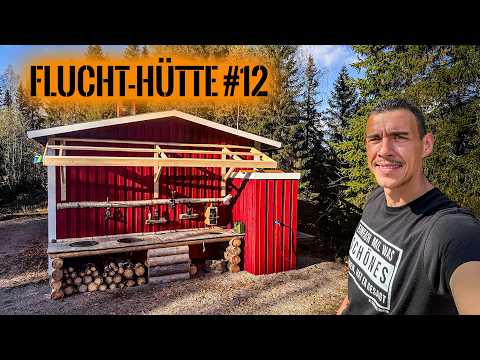 365-DAY ESCAPE SHELTER - The OUTDOOR KITCHEN gets a ROOF | Survival Mattin