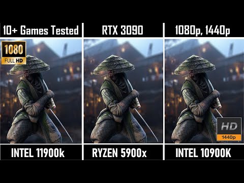 Intel i9 11900k vs Ryzen 5900x vs intel 10900k RTX 3090 Gameplay result 1080p, 1440p