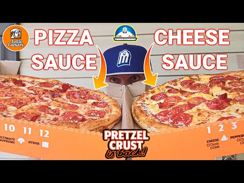 Little Caesars® Pretzel Crust Pizza Review 2023! 🥨🍕| Cheese Sauce VS Pizza Sauce! | theendorsement