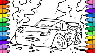 Coloring Lightning Mcqueen After Crash | Car 3 Coloring Page