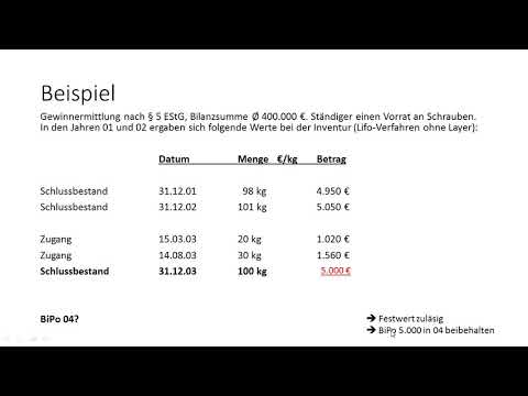 GS 3 - Vorräte - 08 - Festwert und Maßgeblichkeit bei Bewertungvereinfachung