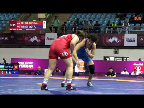 Round 1 WW - 76 kg: M. NORMUMINOVA (UZB) v. A. MEDET KYZY (KGZ)